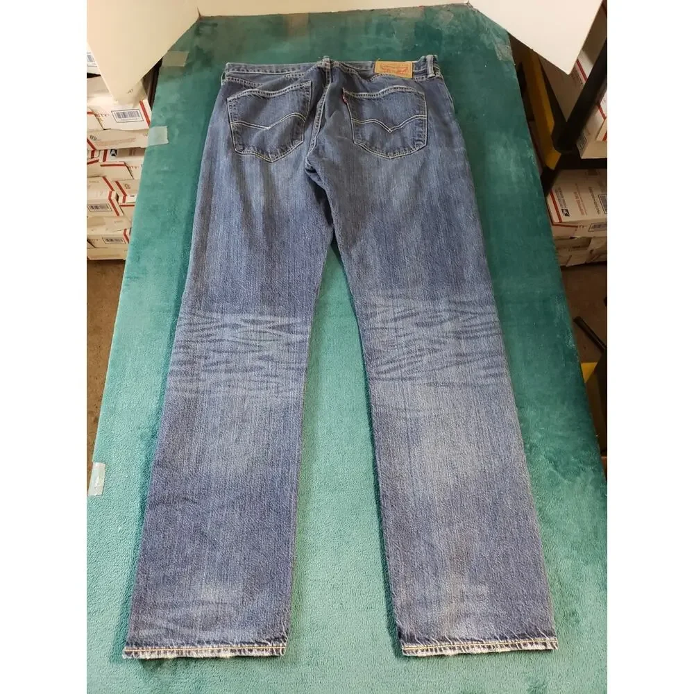 Levis 501 Jeans Size 36x34 Mens Blue Pants Stretch Mid Rise Straight Red Tab